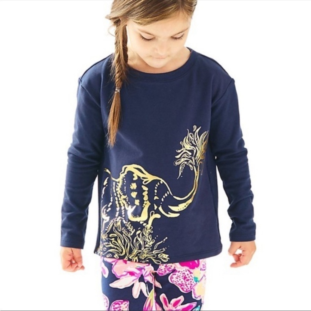 Lilly Pulitzer Navy Popover Gold Elephant